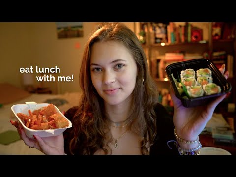 ASMR | Sushi Mukbang - Eat Lunch With Me! (chewing, drinking sounds, whispering, lunch date)