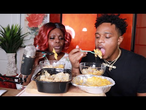SHRIMP MAC AND CHEESE GOULASH POOKIE PLATES ASMR EATING SOUNDS