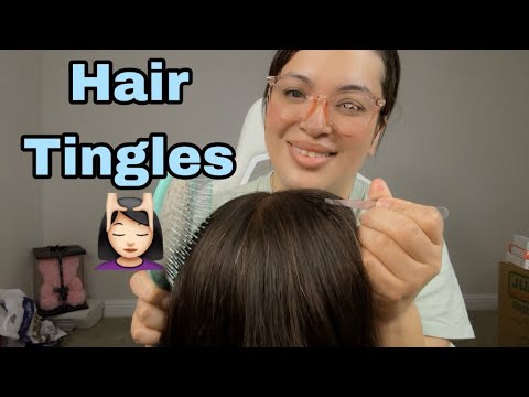 ASMR| Hair Tingles- Hair brushing, Grey hair plucking, Scalp massage & scratching 💆🏻‍♀️💤