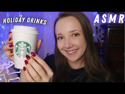 ASMR Trying Starbucks Holiday Drinks + Whisper Rambling 💕✨
