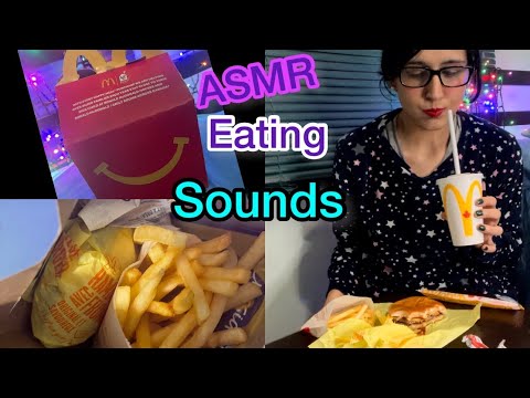 ASMR Eating McDonald's Cheeseburger Happy Meal Mukbang ♡- Eating Sounds *EATING*🍟 🍔 ♡