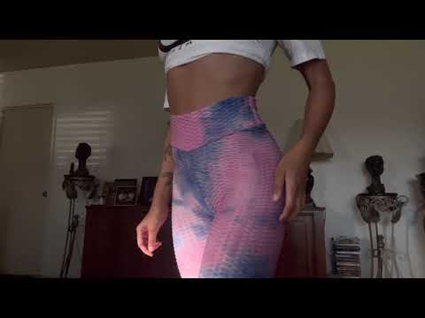 Pink tie dye athletic sportswear leggings (2nd) try on haul w ASMR