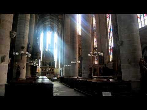 (3D binaural recording) Inside a church (echoing footsteps, pipe organ)