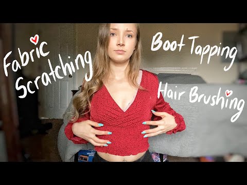 ASMR Tapping on boots, brushing your hair, new blouse fabric scratching sounds✨ 💞 ✨