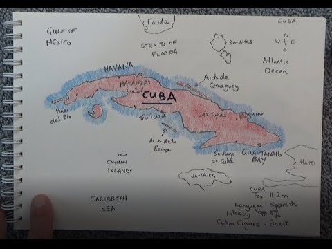 ASMR - Drawing a Map of Cuba - Australian Accent - Chewing Gum & Describing in a Quiet Whisper