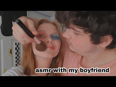 asmr | my boyfriend does my make up | tapping | mic brushing