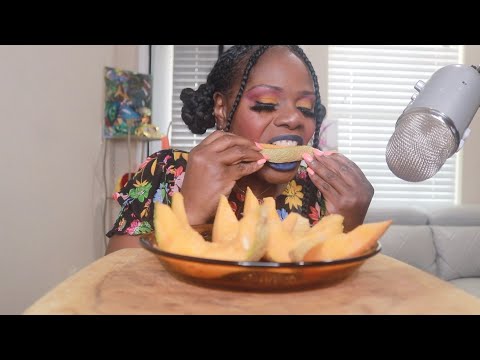 Cantaloupe Melon ASMR Eating Sounds