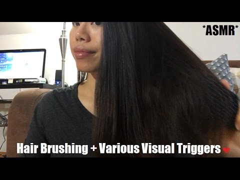 CASUAL ASMR : HAIR BRUSHING FOR RELAXATION + VARIOUS VISUAL TRIGGERS (KEEP CALM & BRUSH ON lol)
