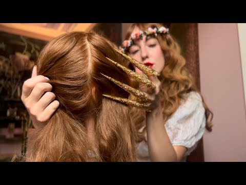 Enchanted Scalp Check ASMR ✨ with long nails (hair parting, scalp scratching) fairy