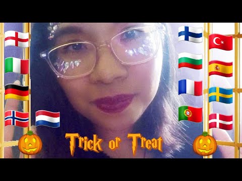 ASMR TRICK OR TREAT IN DIFFERENT LANGUAGES (Close Up Whispering, Hand Movements & Layered Sounds) 🎃👹