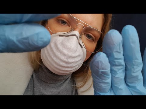 In depth face examination, ASMR gloves, typing, writing, whispering, soft spoken, visual triggers