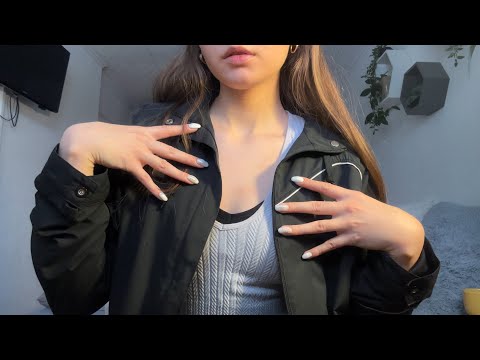 ASMR | Fabric Scratching and Sounds | Knitted Sweater + Windbreaker + Textured top