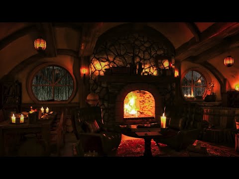 ASMR A Cosy Hobbit House With Rain & Fireplace Ambience