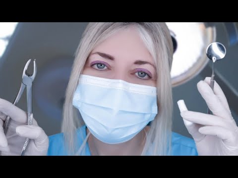 ASMR Dental Exam and Tooth Extraction - Anaesthesia, Gloves, Suction, Typing, Crinkles, Dental Tools