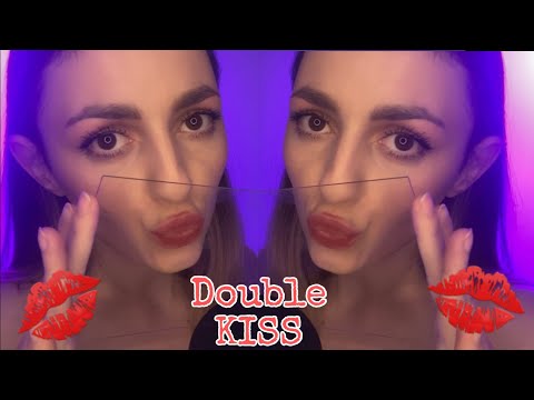 ASMR Double KISS glass LICK 💋