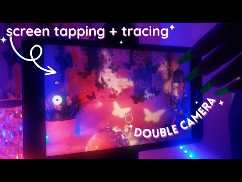 ASMR Double Camera : Hand Movements, Camera Tapping, Screen Tapping, Screen Tracing with Long Nails