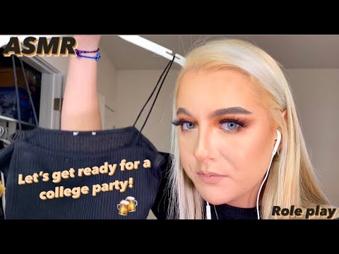 ASMR | getting you ready for a college party (gum chewing)