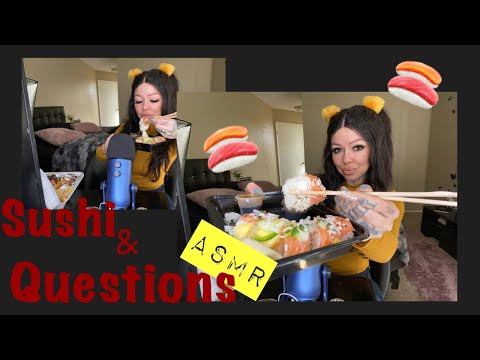 😱🍣 Eating sushi & answering random questions ASMR 🍣😱 ‼️MOUTH SOUNDS‼️