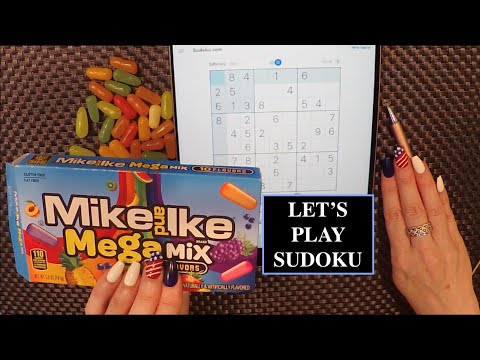 ASMR Eating Mike & Ike | Playing Sudoku on iPad | Whispered