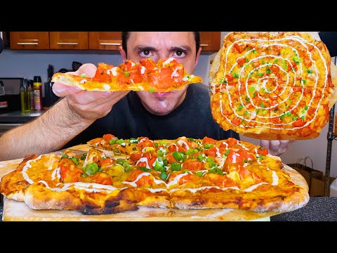 RED HOT BUFFALO CHICKEN PIZZA WITH RANCH * ASMR MUKBANG NO TALKING * | NOMNOMSAMMIEBOY