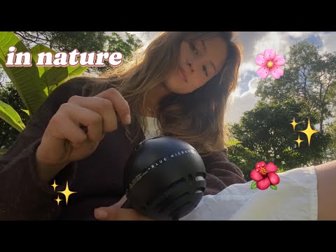 ASMR giving you tingles in nature🌿 (leaf scratching, tracing, mouth sounds)