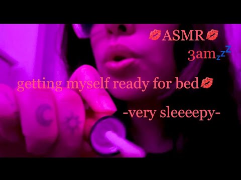 ASMR making myself sleepyyyy ❤️‍🔥 (lip gloss noises, mouth sounds, hair play, skin touching)