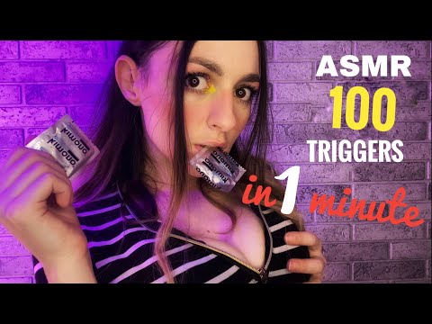 ASMR 100 triggers in 1 minute 😱