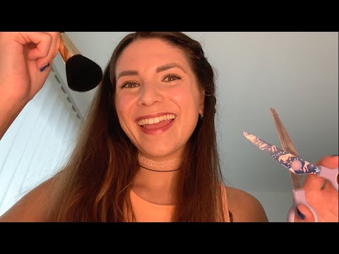 ASMR Beauty Treatment in Bed - Brows & Haircut (German/Deutsch RP, Personal Attention)