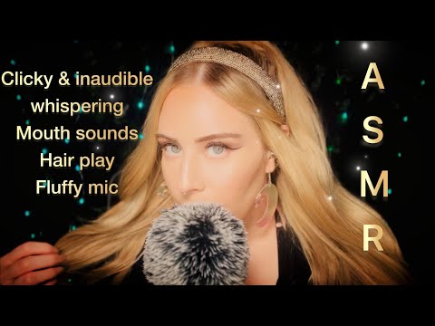 ASMR ⭐️ Clicky inaudible whispering, hair play, fluffy mic, & mouth sounds for tingles 💖 #asmr