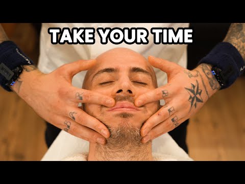 FACE SHAVE 🪒 take your time with shave and MASSAGE | ITALIAN BARBERSHOP