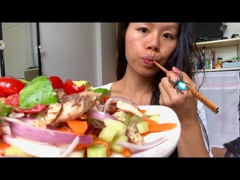 ASMR 'Skinny Legend' CRUNCHY Salad, Watch ASMRtheChew + let's chat for a bit! (Eating Sounds)