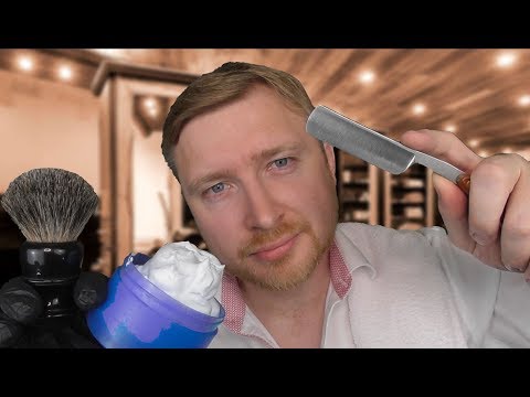 ASMR - Executive Barber Roleplay | Hot Towel Shave (Razor, Scissor, Foam sounds)