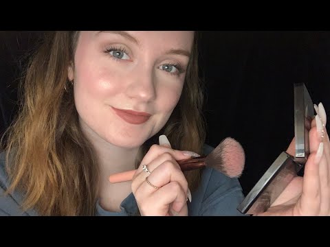ASMR | GRWM, doing my filming makeup with long nails! (Whisper ramble, brush sounds)
