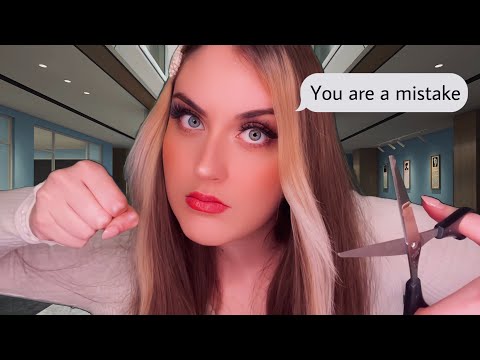 ASMR deutsch popular mean Girl ruins your Hair| School Bully gives you a Haircut Toxic Girl Roleplay