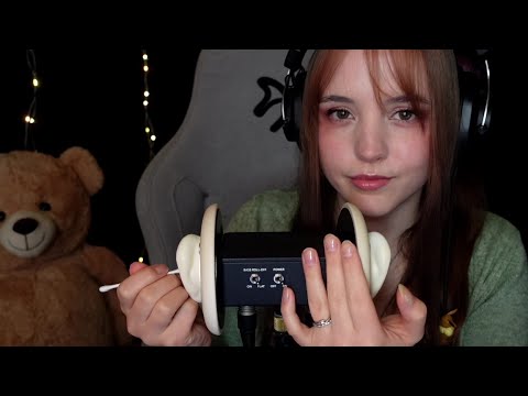 ASMR Ear Drum Massage 💤 Deep Ear attention with Q-tips, fingernails, cotton pads and fluff 💤 1 hour