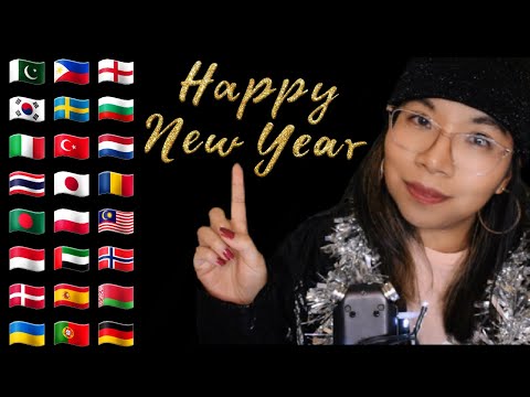 ASMR HAPPY NEW YEAR IN YOUR LANGUAGE (Whispers, Cupped Whispers, Leather & Tinsel) 🎆🎉 [Ear to Ear]