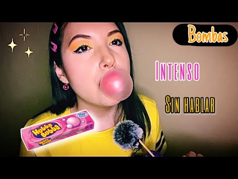 ASMR Masticando CHICLE, Intenso con la Boca Abierta (Sin Hablar) | Haciendo Bombas | Chewing Gum