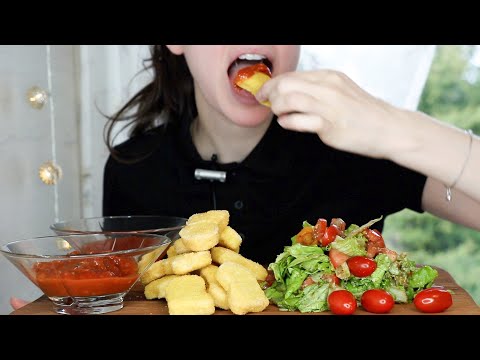 ASMR Eating Sounds Crispy Nuggets, Dips and Delicious Salad | Mukbang 먹방 (No Talking)