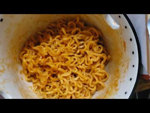Spicy noodles asmr (exaggerated eating sounds)