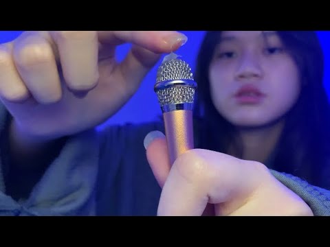 ASMR WITH MY NEW MINI MIC ( tapping, scratching & mouth sounds! )