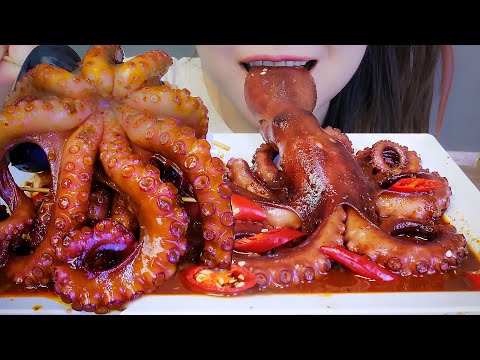 ASMR EATING SPICY OCTOPUS EATING SOUNDS | LINH-ASMR