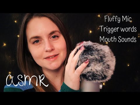 ASMR Fluffy Mic Scratching with Mouth Sounds and Semi Inaudible Trigger Words