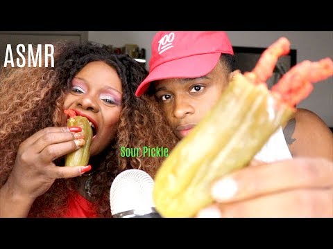 Trying🌶️Spicy Flamin Hot Pickles ASMR Eating Sounds