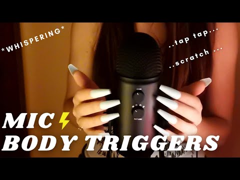 ASMR - MIC BODY TRIGGERS | Fast scratching and tapping with whispering