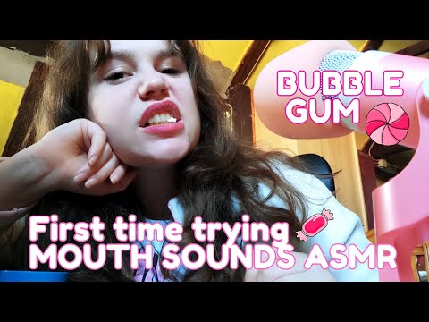 Trying Asmr MOUTH SOUNDS for the first time // BUBBLE GUM 💗