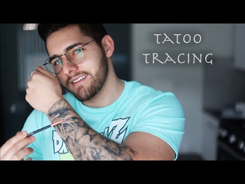 ASMR Tracing My Sleeve Tattoo On A Stormy Day (Male Whispering, Visual ASMR, Rain Sounds)