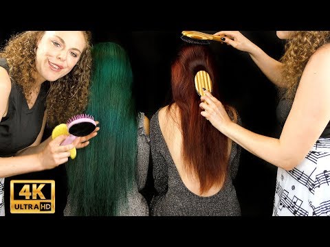 Merry Xmas Red & Green Double Hair Brushing ASMR! Two Models at Once!