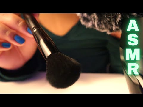 ASMR Face Brushing, Stippling, Repeating Words, Mouth Sounds, Fluffy Mic Cover Brushing - Whispering