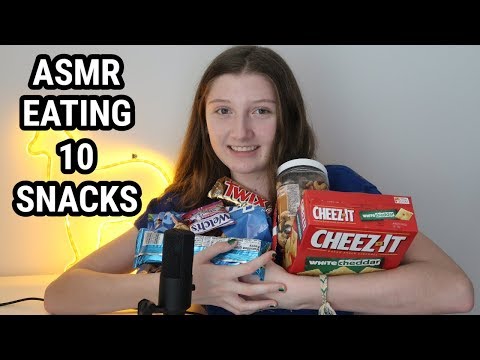 ASMR Eating 10 Different Snacks!