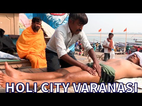 OUT DOOR BODY MASSAGE BY INDIAN STREET BARBER at HOLI CITY VARANASI | Part 2/3 (Ep-22)